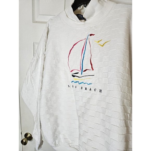 Vintage 90s Wek The World LONG BEACH Textured Crewneck Sweatshirt Size XL USA - Picture 1 of 10